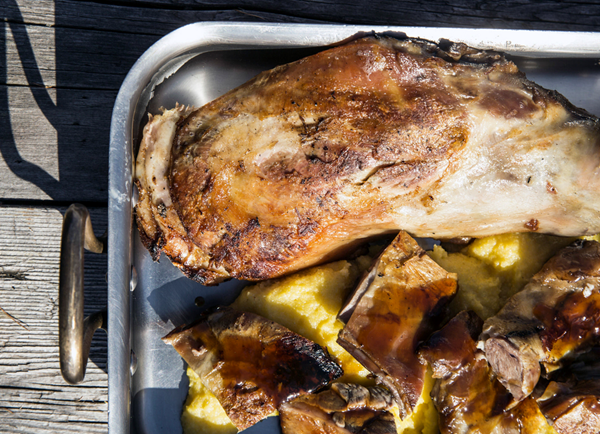Braised leg of lamb with graukäse polenta