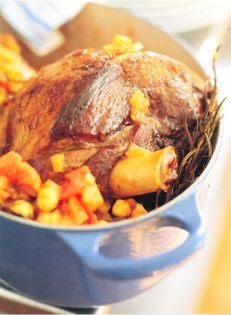 Braised leg of lamb with chickpeas and spices