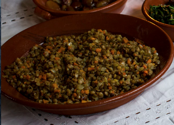 Braised lentils