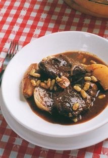 Braised ox cheek with flageolet beans & turnips