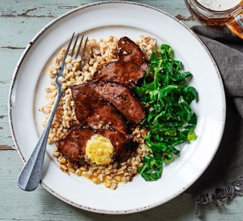 Braised ox cheeks & mustard butter