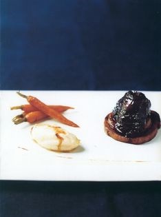 Braised ox 'tongue in cheek' with ginger carrots