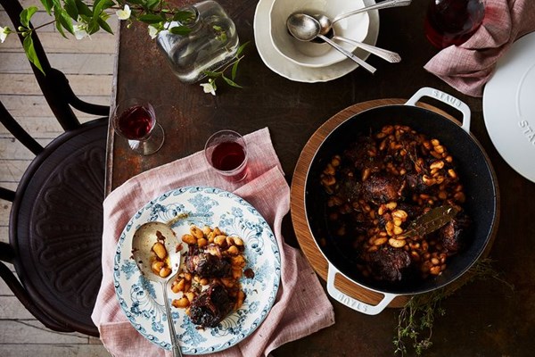 Braised oxtail with butter beans