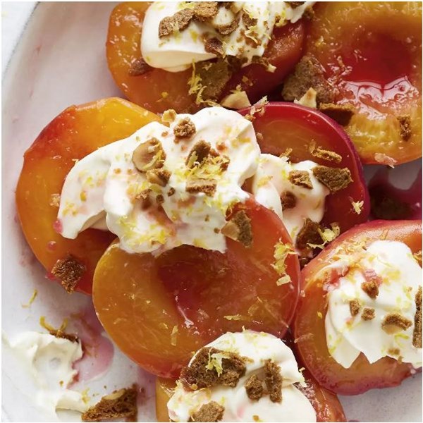 Braised peaches with lemon & elderflower