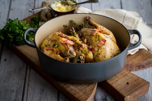  Braised pheasant with sloe gin and chestnuts