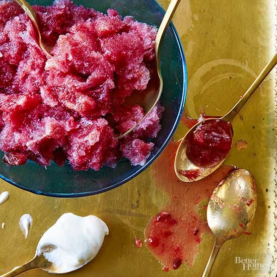 Braised plum granita