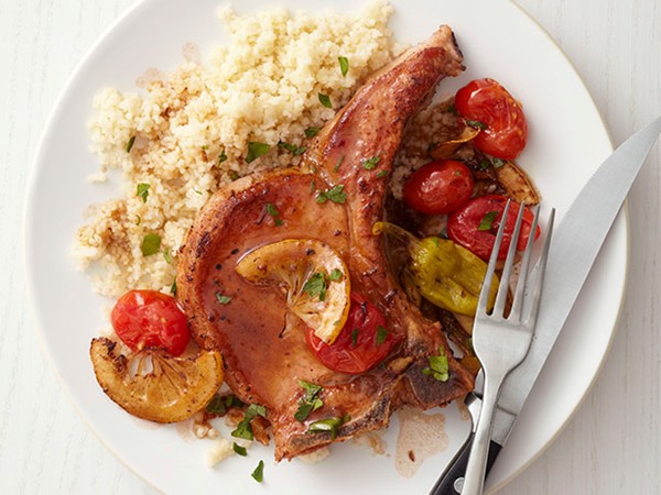 Braised pork chops with sage
