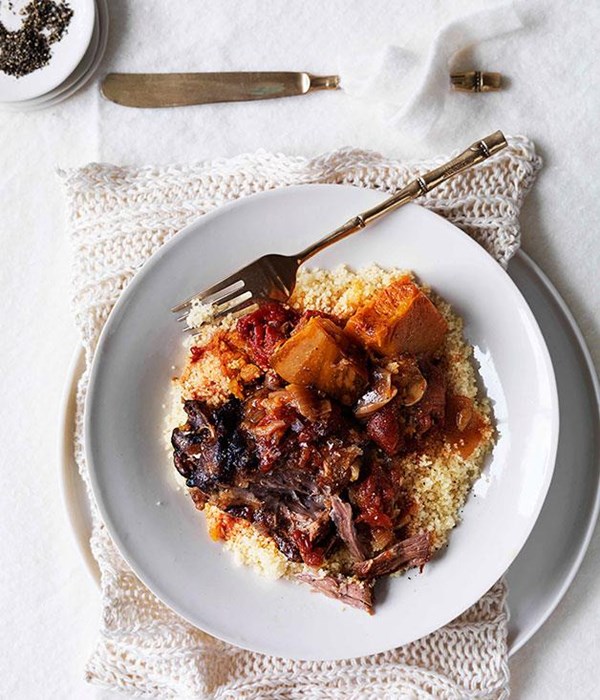 Braised pumpkin and lamb neck