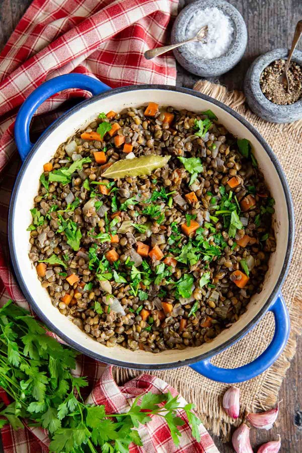Braised Puy lentils