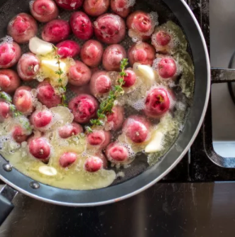 Braised red potatoes with Dijon and tarragon