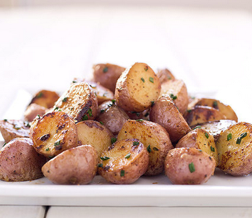 Braised red potatoes with lemon and chives