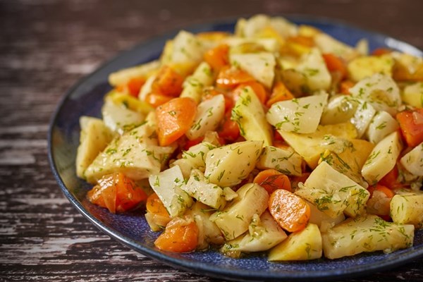 Braised root vegetables with dill