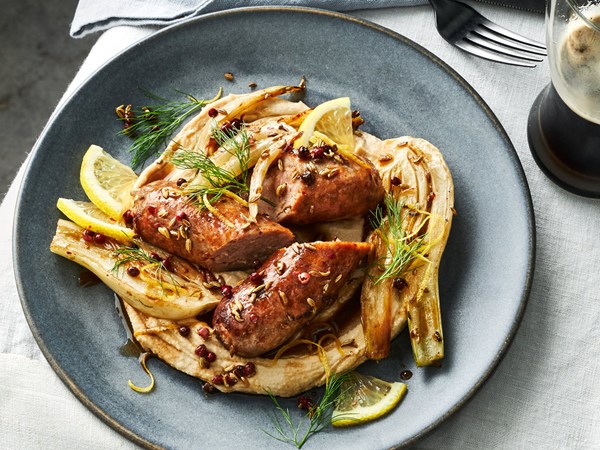 Braised sausage and fennel with toasted spices