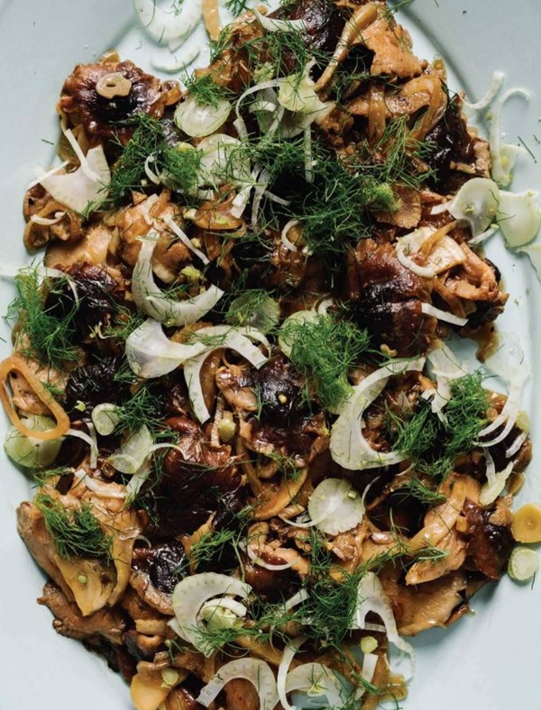 Braised shiitake mushrooms with fennel and soy sauce