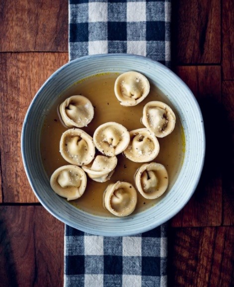 Braised short-rib cappelletti in fennel broth