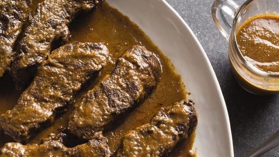 Braised short ribs with mustard-beer sauce