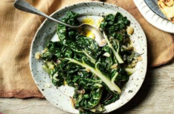 Braised silverbeet and wild greens