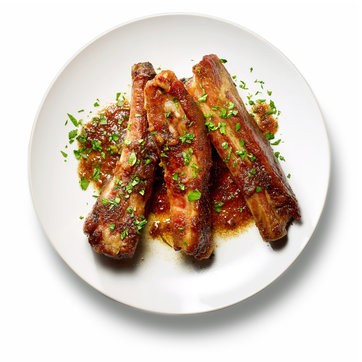 Braised spare ribs with white wine, garlic, and anchovies