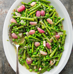 Braised spring vegetables