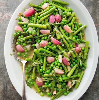 Braised spring vegetables