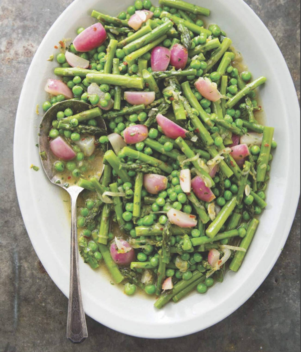 Braised spring vegetables with tarragon