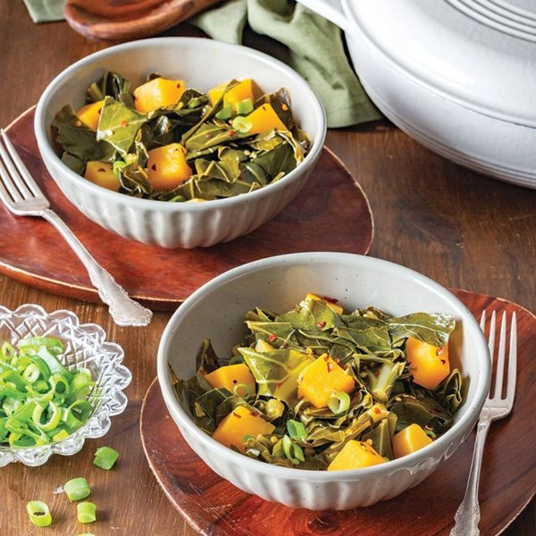 Braised squash and collards