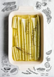 Braised stalk celery
