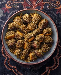 Braised stuffed apricots and dates