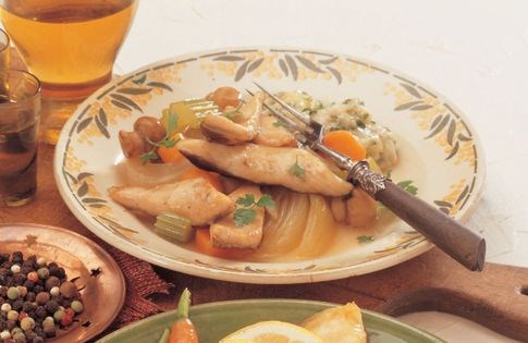 Braised tench and vegetables