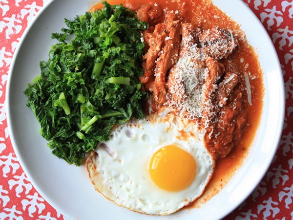 Braised tripe with tomato, herbs, and Parmesan (Trippa alla Romana)