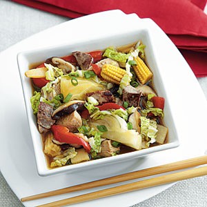 Braised turkey and Asian vegetables