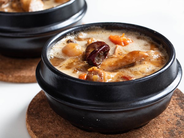 Braised turkey jjim with bacon, shiitakes, and chestnuts