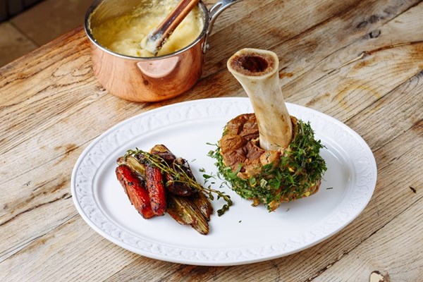 Braised veal shank with polenta