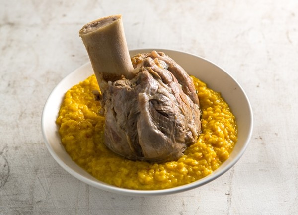 Braised veal shank with risotto Milanese