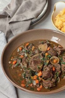 Braised venison & red wine stew