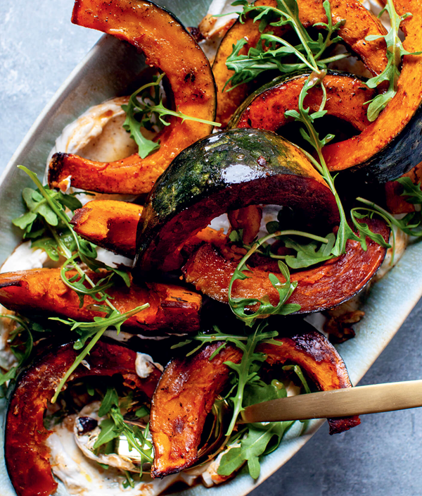 Braised winter squash wedges