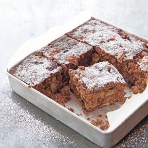 Brandied apple cake with figs and walnuts