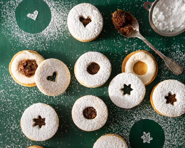 Brandied fig Linzer cookies