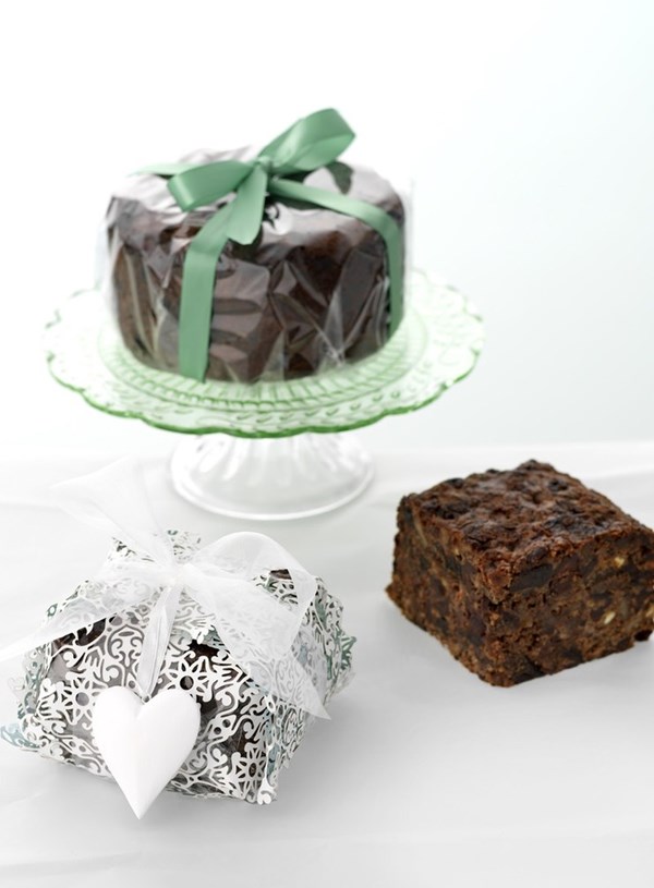 Brandied fruit, chocolate and spice Christmas cake