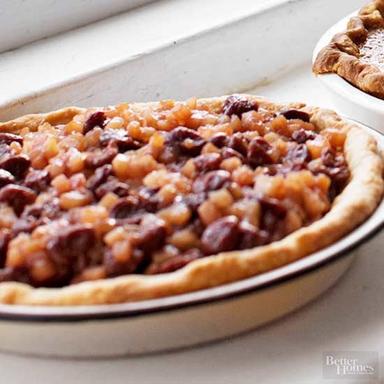 Brandied sour cherry and pear pie