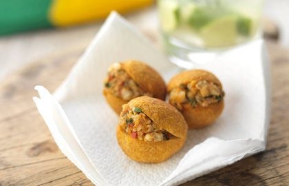 Brazilian acarajé with vatapá