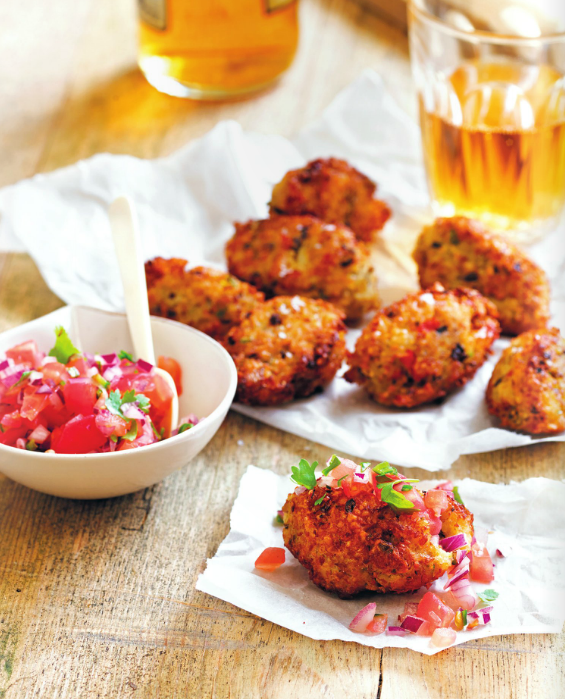 Brazilian black-eyed beans and prawn fritters