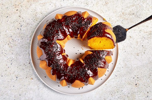 Brazilian-style chocolate-glazed carrot cake