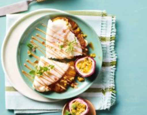 Brazilian tapioca pancakes with caramelised pineapple
