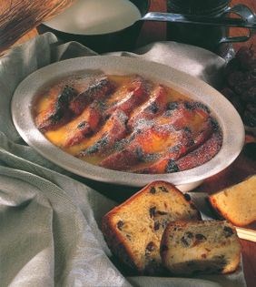 Bread and butter pudding with panettone