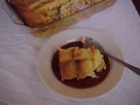 Bread pudding with dried apricots and cherries 