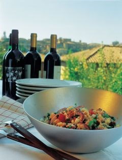 Bread, tomato and olive oil salad (Panzanella)