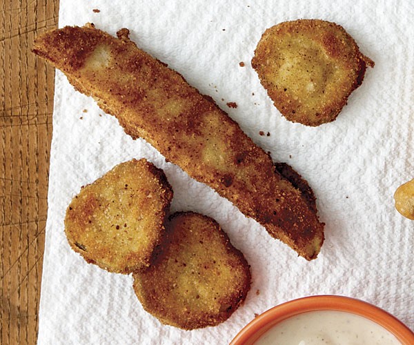 Breaded and pan-fried pickles