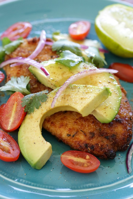 Breaded chicken cutlets with deconstructed guacamole