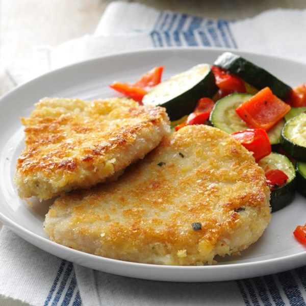 Breaded mustard & sage pork cutlets